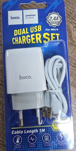Сетевой адаптер HOCO C72Q USB (2.4A) QC3.0 / 18W с кабелем Micro, белый